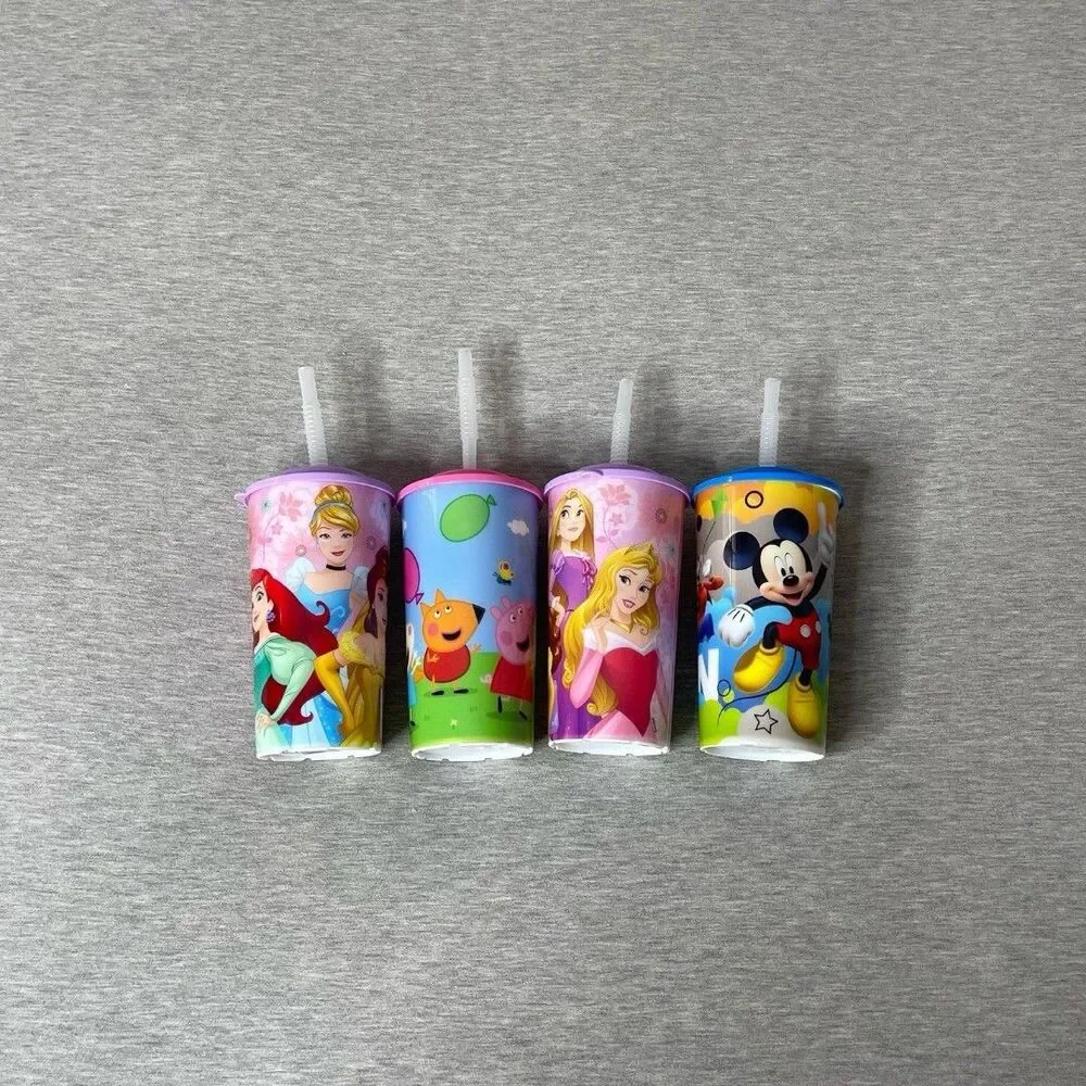 Zak Designs Disney & Peppa Pig 16 Oz. Sports Tumbler w/Lid and Straw 4 PCS. Set